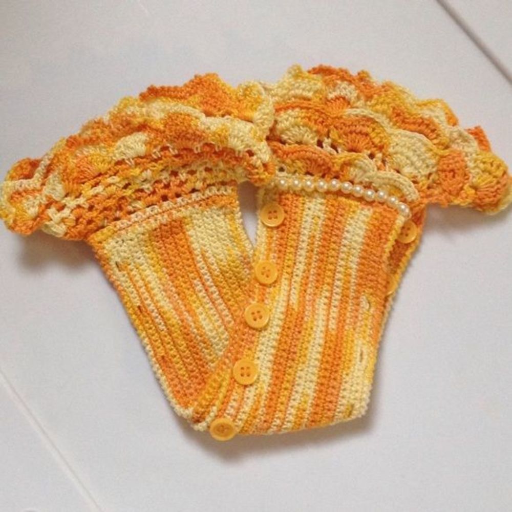 Yellow Orange Crochet handbag handles Cover‎
